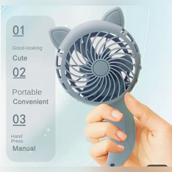 Pink Manual Powerful Cat Shaped Handheld Fan without Battery - Picture 4 of 6
